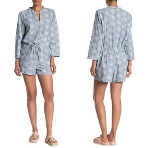 J. Crew 3/4 Sleeve Blue Floral Print Romper 14